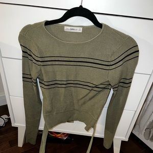 Zara knit sweater cropped top (olive)